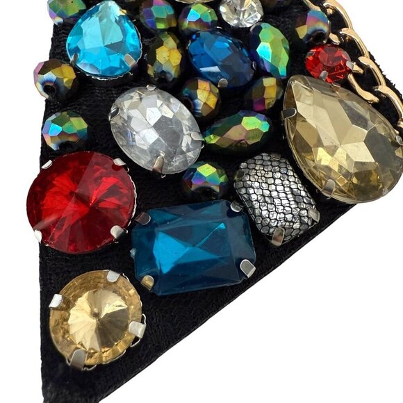 Womens Jeweled Collar Multicolor Stones Evening Prom Party Accessory - Picture 3 of 10